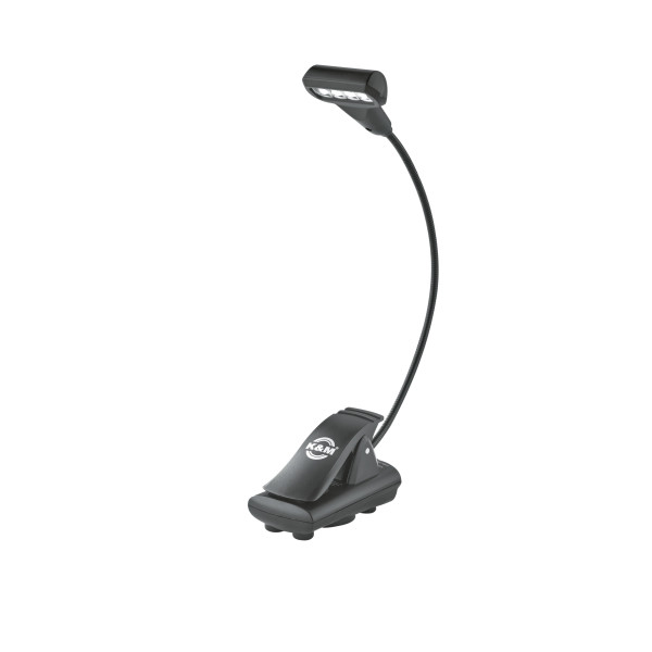 König & Meyer 12274 - kottalámpa - T-model Flex Light 1x4 LED, csíptethető, elemmel vagy AC adaprel táplálható, flexibilis, fekete