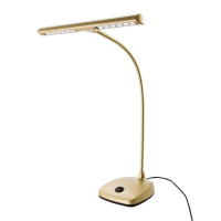 König & Meyer 12297 - kottalámpa, zongoralámpa 12 LED, 2500 lux, 110-240 V AC adapter 3 méter zsinórral, arany színű
