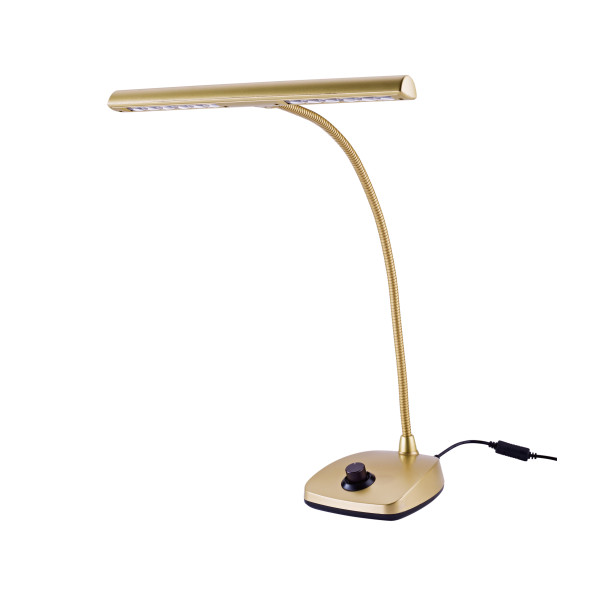 König & Meyer 12298 - kottalámpa, zongoralámpa 12 LED, 2500 lux, 110-240 V AC adapter 3 méter zsinórral, arany színű König & Meyer 12298 - kottalámpa, zongoralámpa 12 LED, 2500 lux, 110-240 V AC adapter 3 méter zsinórral, arany színű