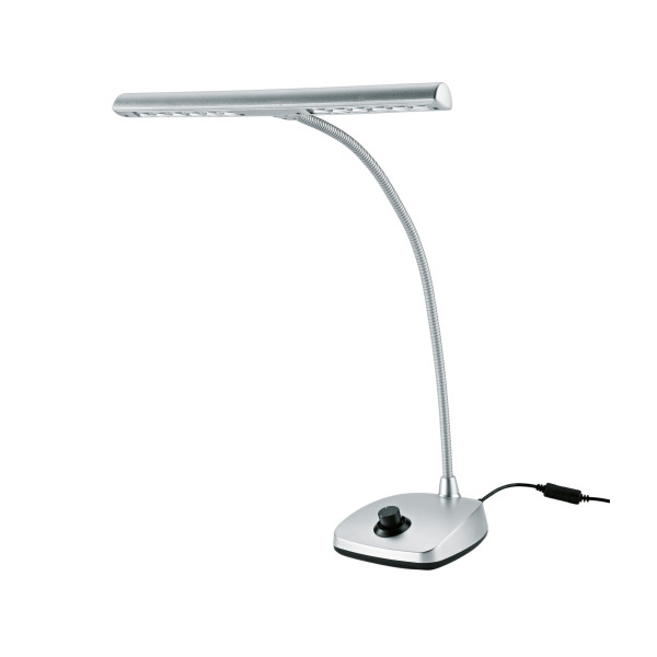 König & Meyer 12298 - kottalámpa, zongoralámpa 12 LED, 2500 lux, 110-240 V AC adapter 3 méter zsinórral, ezüst színű