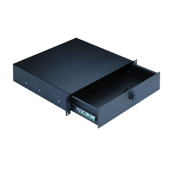 König & Meyer 49122 - rack fiók - 19'' 2 U/390 mm, zárható, fekete