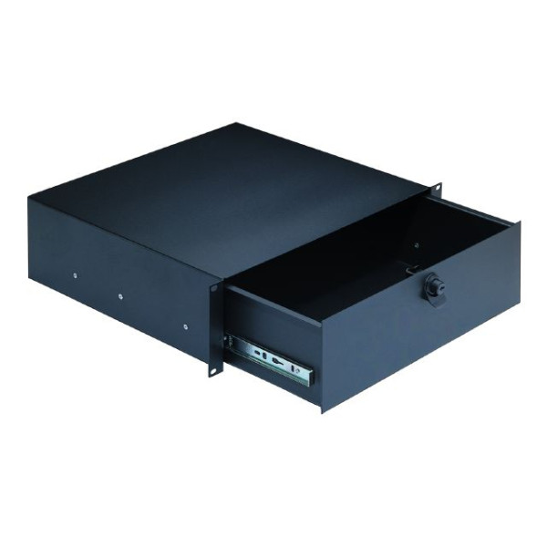 König & Meyer 49123 - rack fiók - 19'' 3 U/390 mm, zárható, fekete
