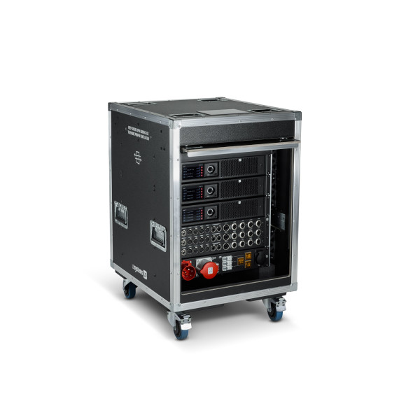 LD Systems ADA 12K4 TOURING RACK - rack-be épített erősítő (3 × ADA 12K4) patch panellel és áramelosztóval, 12 csatornás