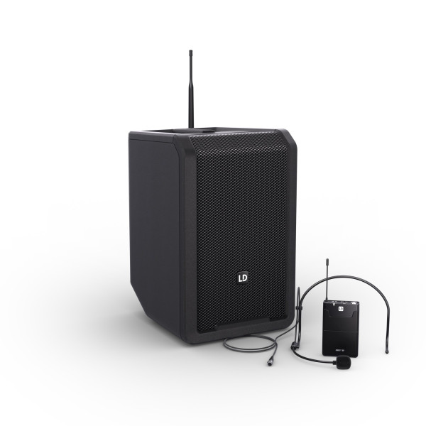 LD Systems ANNY® 8 BPH B6 - ANNY® 8"-os, akkumulátoros Bluetooth® PA rendszer keverővel és 1x headset mikrofonnal - 655-679 MHz, színpad fekete LD Systems ANNY® 8 BPH B6 - ANNY® 8"-os, akkumulátoros Bluetooth® PA rendszer keverővel és 1x headset mikrofonnal - 655-679 MHz, színpad fekete