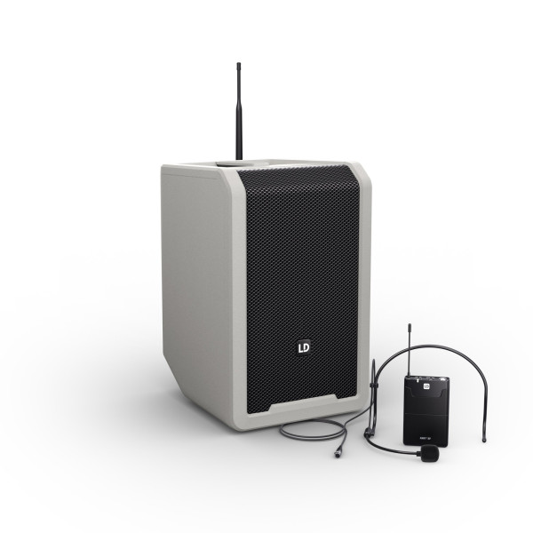 LD Systems ANNY® 8 BPH B5 G - ANNY® 8"-os, akkumulátoros Bluetooth® PA rendszer keverővel és 1x headset mikrofonnal - 584-608 MHz, városi szürke