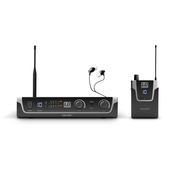 LD Systems U305 IEM HP - In-Ear fülmonitor készlet fülhallgatóval 12 sáv, monó/sztereó üzemmód, 584 -608 MHz LD Systems U305 IEM HP - In-Ear fülmonitor készlet fülhallgatóval 12 sáv, monó/sztereó üzemmód, 584 -608 MHz