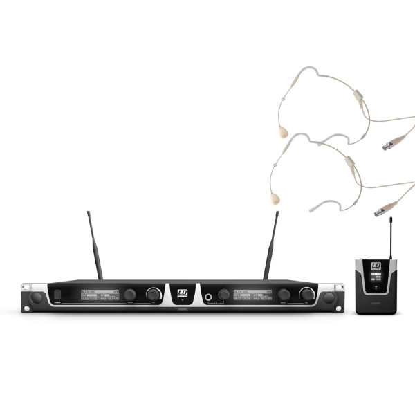 LD Systems U505 BPHH 2 - diversity mikrofon készlet dupla vevő, 2 db csíptetős adóval és 2 db testszínű fejmikrofonnal, 584-608 MHz LD Systems U505 BPHH 2 - diversity mikrofon készlet dupla vevő, 2 db csíptetős adóval és 2 db testszínű fejmikrofonnal, 584-608 MHz