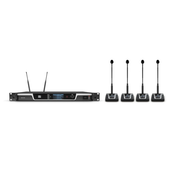 LD Systems U506 CS 4 - diversity konferencia rendszer 4 csatornás vevő 4 darab asztali adóval, 60 sáv PLL hangolás, 662-694 MHz