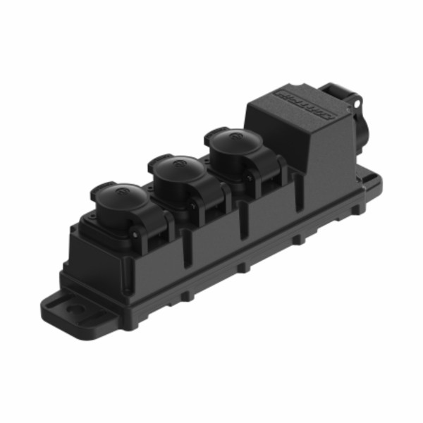 Contrik Power Bar XO CPB-T1-T3 - kültéri hálózati elosztósor, 1 x powerCON TRUE1 bemenet, 3 x powerCON TRUE1 TOP kimenet, önzáró fedél Contrik Power Bar XO CPB-T1-T3 - kültéri hálózati elosztósor, 1 x powerCON TRUE1 bemenet, 3 x powerCON TRUE1 TOP kimenet, önzáró fedél