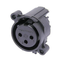 Neutrik NC3FAAH-0 - 3 pólusú XLR aljzat vízszintes nyákhoz, közösített 1. láb+GND+ház, rugós, AA ház