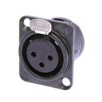 Neutrik NC3FD-L-BAG-1 - 3 pólusú XLR aljzat ezüstözött érintkező, fekete, D ház Neutrik NC3FD-L-BAG-1 - 3 pólusú XLR aljzat ezüstözött érintkező, fekete, D ház