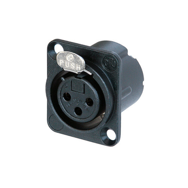Neutrik NC3FD-LX-B - 3 pólusú XLR aljzat ezüstözött érintkező, RF szűrős EMC ellendarabhoz illeszkedik, fekete D ház