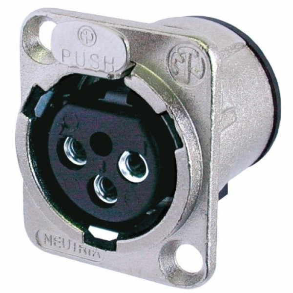 Neutrik NC3FD-V - 3 pólusú XLR aljzat függőleges nyákhoz, ezüstözött érintkező,, D ház