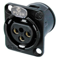 Neutrik NC3FD-V-B - 3 pólusú XLR aljzat függőleges nyákhoz, aranyozott érintkező, fekete D ház