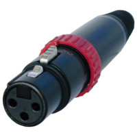Neutrik NC3FXS-B - 3 pólusú XLR aljzat kapcsolós, egyenes, lengő, aranyozott érintkező, fekete ház