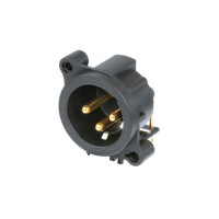 Neutrik NC3MAAH-0 - 3 pólusú XLR dugó vízszintes nyákhoz, közösített 1. láb+GND+ház, rugós AA ház