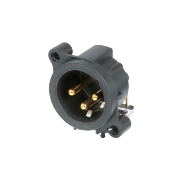 Neutrik NC3MAAH-1 - 3 pólusú XLR dugó vízszintes nyákhoz, közösített 1. láb+GND+ház, retesszel AA ház