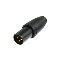 Neutrik NC3MXX-HD-B-D - 3 pólusú XLR dugó, IP67-es védettségű, aranyozott érintkezők, egyenes, lengő fekete ház