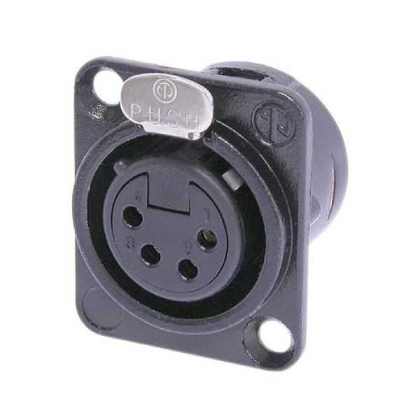 Neutrik NC4FD-L-B-1 - 4 pólusú XLR aljzat aranyozott érintkező, fekete, D ház