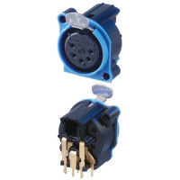 Neutrik NC5FAH - 5 pólusú XLR aljzat vízszintes nyákhoz, földelés nélkül, retesszel, A ház Neutrik NC5FAH - 5 pólusú XLR aljzat vízszintes nyákhoz, földelés nélkül, retesszel, A ház
