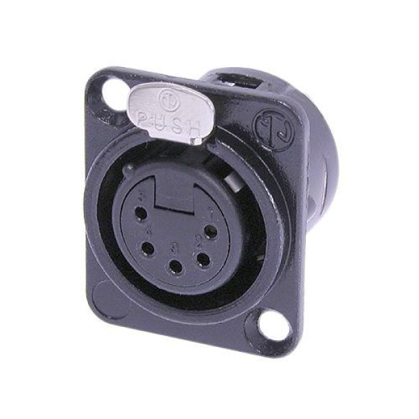 Neutrik NC5FD-L-B-1 - 5 pólusú XLR aljzat aranyozott érintkező, fekete, D ház