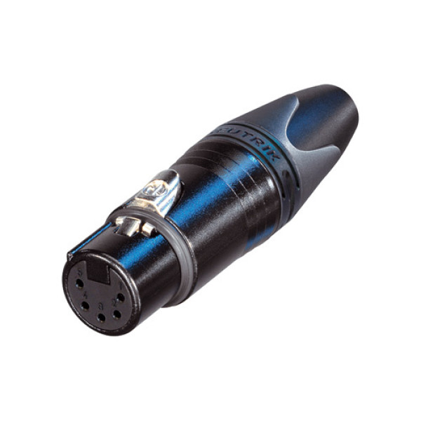 Neutrik NC5FXX-B - 5 pólusú XLR aljzat egyenes, lengő, aranyozott érintkező, fekete ház