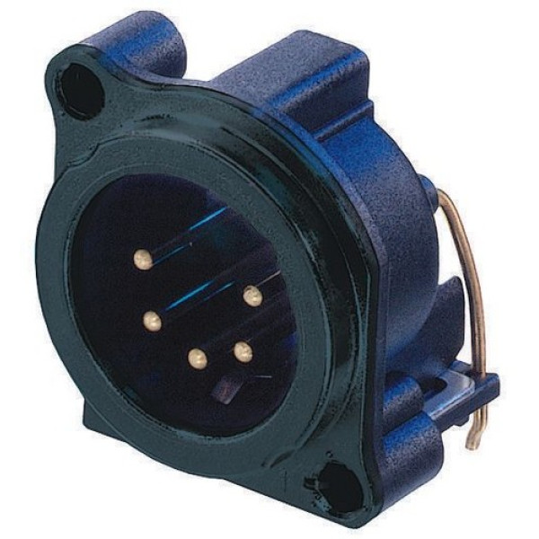 Neutrik NC5MBH-B - 4 pólusú XLR dugó vízszintes nyákhoz, aranyozott érintkező, földelés nélkül, retesszel, fekete B ház