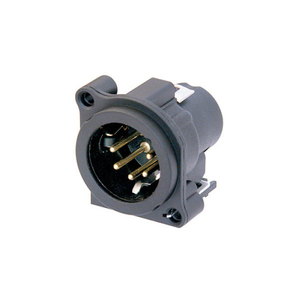 Neutrik NC5MBV-SW - 4 pólusú XLR dugó függőleges nyákhoz, földelés nélkül, retesszel, kapcsolós, B ház
