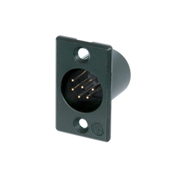 Neutrik NC6MP-B - 6 pólusú XLR dugó aranyozott érintkező, fekete P ház