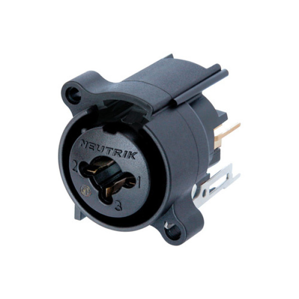 Neutrik NCJ6FA-V-0 - Combo 3 pólusú XLR + 6,35 mm sztereó jack aljzat, függőleges nyákhoz, rögzítő rugósA ház