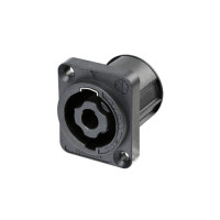 Neutrik NL4MDXX-V - speakON 4 pólusú hangfal csatlakozó, beépíthető, függőleges nyákhoz, D ház