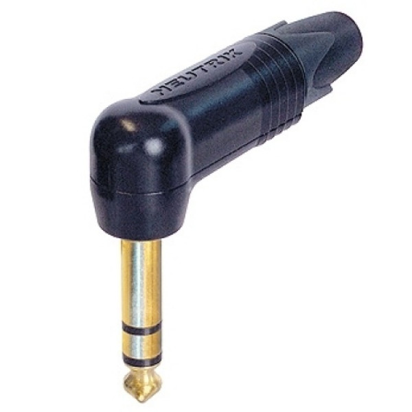 Neutrik NP3RX-B - 6,35 mm sztereó jack dugó, pipa alakú, fekete ház, aranyozott