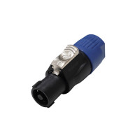 REAN RCLS4F-G-001-1 - 4 pólusú hangfalcsatlakozó - lengő, ezüstözött érintkezők, kék