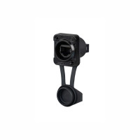 REAN RRE8F-Z-112S - RJ45 átvezető 2x4 érintkezős háttérrel, retesz nélküli D ház, IP65, légmentes (Airtight) (Airtight), fekete, BULK
