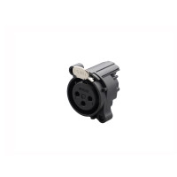 REAN RRX3F-AA-002 - 3 pólusú XLR aljzat függőleges nyákhoz, GND+ház érintkező nélkül, reteszes A ház