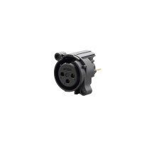 REAN RRX3F-AA-003 - 3 pólusú XLR aljzat függőleges nyákhoz, GND+ház érintkező nélkül, retesz nélküli A ház