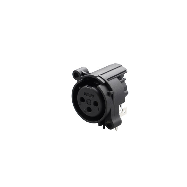 REAN RRX3F-AA-021 - 3 pólusú XLR aljzat vízszintes nyákhoz, külön  GND és ház érintkezővel, retesz nélküli A ház