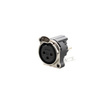 REAN RRX3F-B-022 - 3 pólusú XLR aljzat függőleges nyákhoz, külön  GND és ház érintkezővel, reteszes B ház