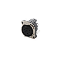 REAN RRX5F-B-022 - 5 pólusú XLR aljzat függőleges nyákhoz, külön  GND és ház érintkezővel, reteszes B ház