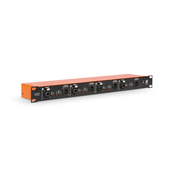 Palmer BRIDGE 4A+ - DI-box / LINE leválasztó, aktív, négycsatornás, 19” 1 U Palmer BRIDGE 4A+ - DI-box / LINE leválasztó, aktív, négycsatornás, 19” 1 U