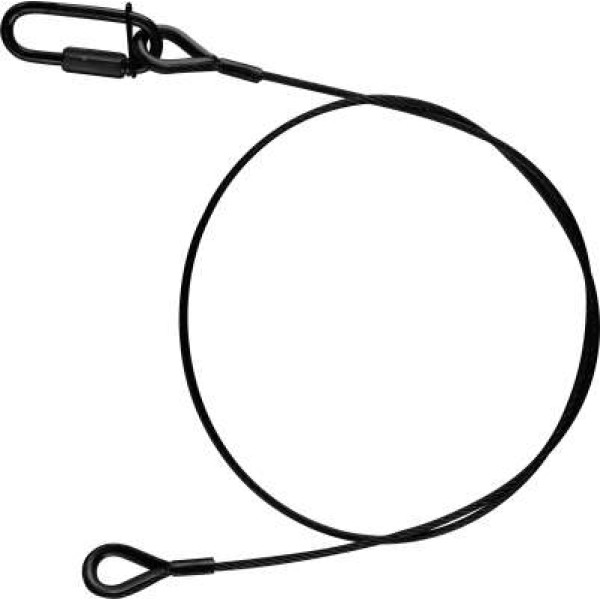 Riggatec 400202310 biztonsági drótkötél - teherbírás 10kg | fekete - 60cm hosszú | 4mm vastag | gyorszáras lánczár Riggatec 400202310 biztonsági drótkötél - teherbírás 10kg | fekete - 60cm hosszú | 4mm vastag | gyorszáras lánczár