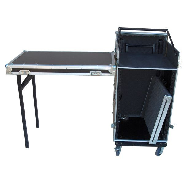 Robust.hu CR 12U DJR - 19" 12+4u 500 mm, flight case DJ keverős rack, asztallal