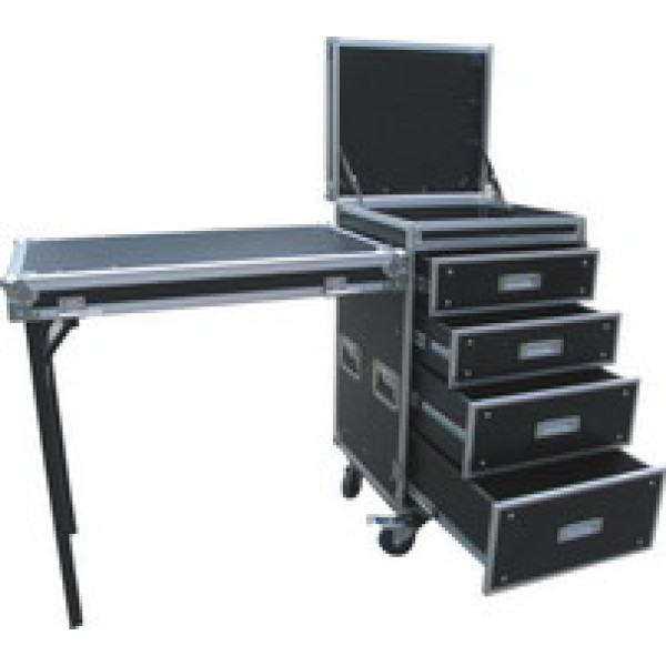 Robust.hu DR 010 - fiókos flight case 4 x bélelt fiókokkal és munkaasztallal Robust.hu DR 010 - fiókos flight case 4 x bélelt fiókokkal és munkaasztallal