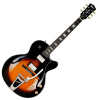 Cort YorktownBV-TAB with bag félakusztikus gitár tokkal, Bigsby-vel, Tabacco Burst