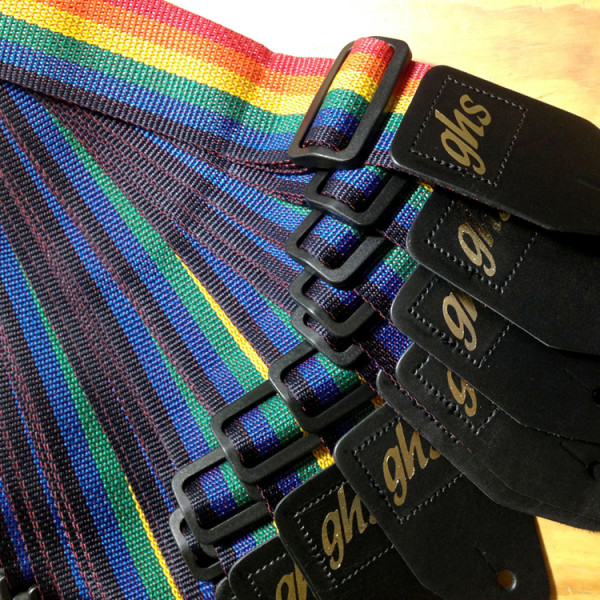 GHS A8RAIN gitár heveder, nylon, szivárvány színű