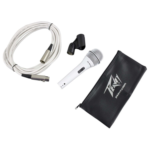 Peavey PA PVi 2W MIC X-X mikrofon fehér színű, XLR-XLR kábellel, tartozékokkal