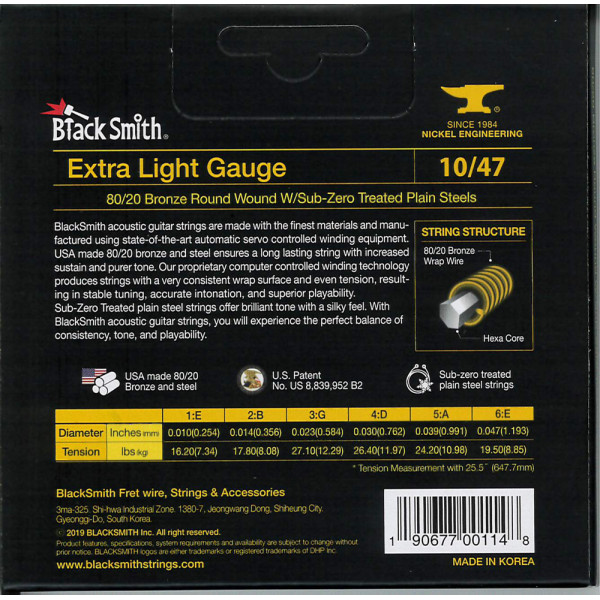 BlackSmith BR-1047 Acoustic Bronze, Extra Light 10-47 húr