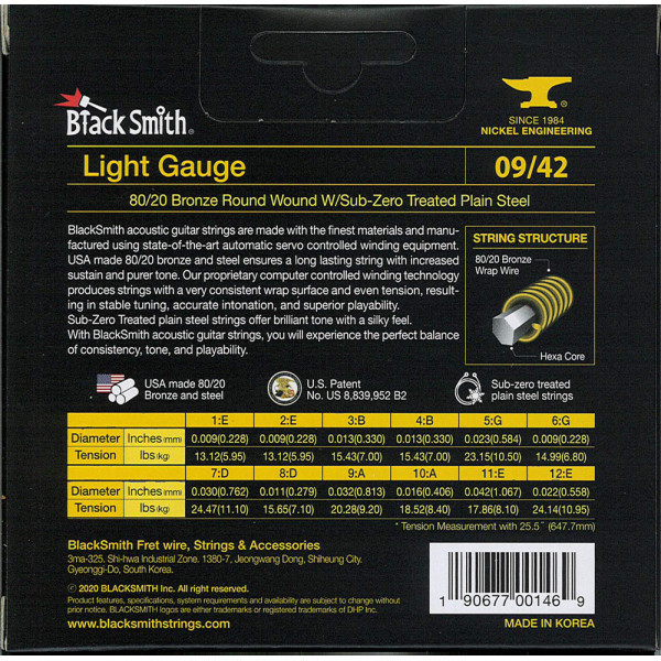 BlackSmith BR12-0942 Acoustic Bronze, Light 09-42 húr - 12 húros