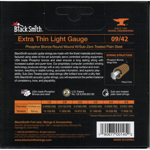 BlackSmith PB-0942 Acoustic Phosphor Bronze, Extra Thin Light 09-42 húr