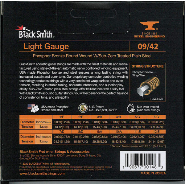BlackSmith PB12-0942 Acoustic Phosphor Bronze, Light 09-42 húr - 12 húros